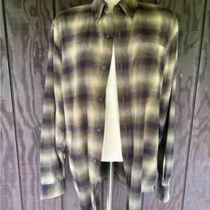 Weatherproof Green and Black Flannel Button Down Shirt Size M